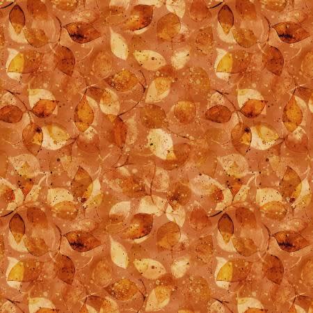 HARVEST BOUQUET:   Orange Harvest Bouquet Scattered Leaves # X5547H-13 Hoffman Fabrics
