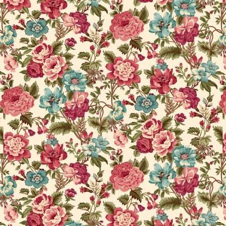 MARIAKERKE CREAM FLORAL by Michelle Yeo shows a cream floral fabric with flowers MARIAKERKE CREAM FLORAL by Michelle Yeo shows a cream floral fabric with flowers