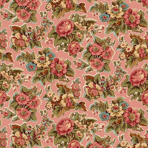 BANNARD HILLS: Chintz floral in pink showcases clusters of flowers suitable for broderie perse. BANNARD HILLS: Chintz floral in pink showcases clusters of flowers suitable for broderie perse.