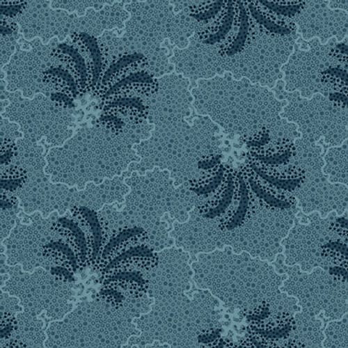 BANNARD HILLS: Palm & Coral in Teal Blue is a beautiful background, blender fabric designed by Michelle Yeo. BANNARD HILLS: Palm & Coral in Teal Blue is a beautiful background, blender fabric designed by Michelle Yeo.