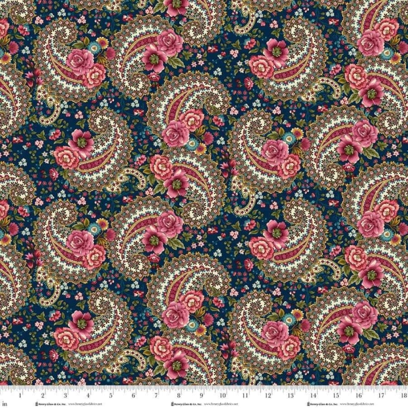 LOST GARDENS OF HELIGAN: Paisley PRUSSIAN BLUE 3586-77 by Michelle Yeo LOST GARDENS OF HELIGAN: Paisley PRUSSIAN BLUE 3586-77 by Michelle Yeo