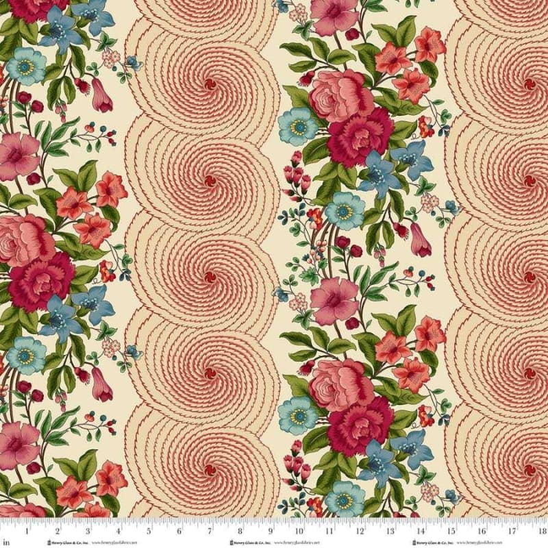 LOST GARDENS OF HELIGAN:  Border Stripe CREAM 3598-44    by Michelle Yeo
