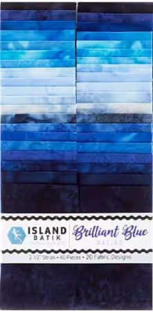 BASICS BRILLANT BLUES Batik Jelly Roll Strip Pack from ISLAND BATIK