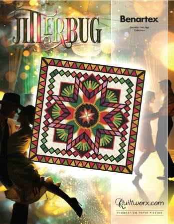 JITTERBUG Quilt Pattern by Judy Niemeyer shows a center medallion quilt in Christmas colors.