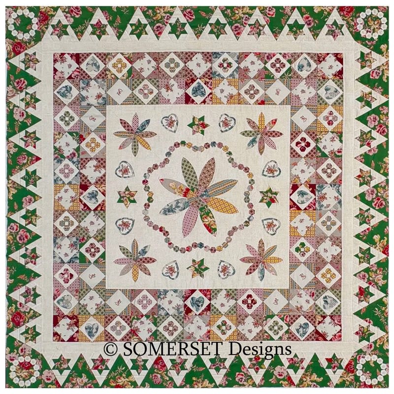 Broomfield Quilt Pattern & Acrylics by Karen Styles shows an antique looking quilt.
