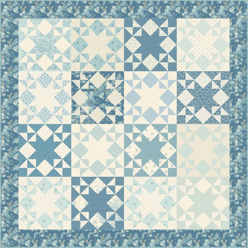 Sewing  Bird Agave Quilt Pattern by LBQ Laundry Basket Quilts shows a traditional pieced quilt.