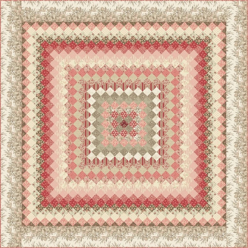 Trip Around the World Quilt Pattern by Laundry Basket Quilts shows a traditional "trip around the world" quilt set in tones of cream, pink and brown. Trip Around the World Quilt Pattern by Laundry Basket Quilts shows a traditional "trip around the world" quilt set in tones of cream, pink and brown.