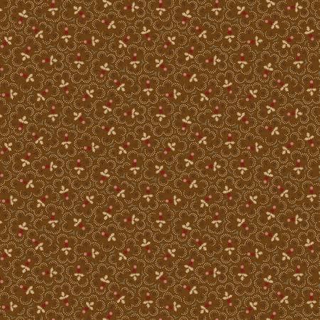 Brown Heart Song  by Pam Buda shows a blue vintage fabric reproduction.