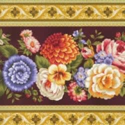 5 YARD CUT  Aubrielle Summer Bouquet Stripe Burgundy 0201-02