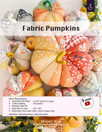 Fabric Pumpkins Pattern # SI-BP13 by Minki Kim