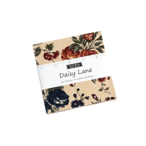 Daisy LANE Charm Pack (42) is a charm pack and shows a TRADITIONAL floral design, in shades of blue, teal, cream, beige and gold. Daisy LANE Charm Pack (42) is a charm pack and shows a TRADITIONAL floral design, in shades of blue, teal, cream, beige and gold.