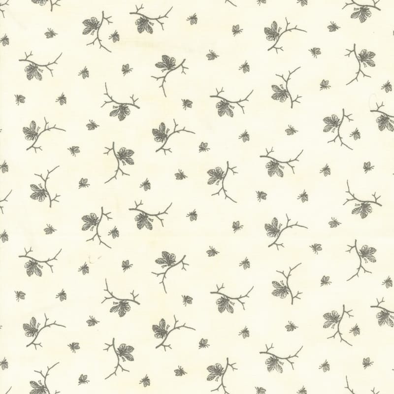 Collections Cause Etchings Butterflies Shirting by H. Marcus & 3Sisters is a fabric with butterflies on a cream ground in the style of an 1800s shirting fabric.