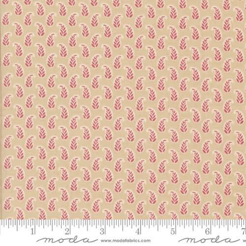 Rouenneries Trois Cherie Foulard  Oyster shows a small  delicate paisley like foularad print from the 19th century.