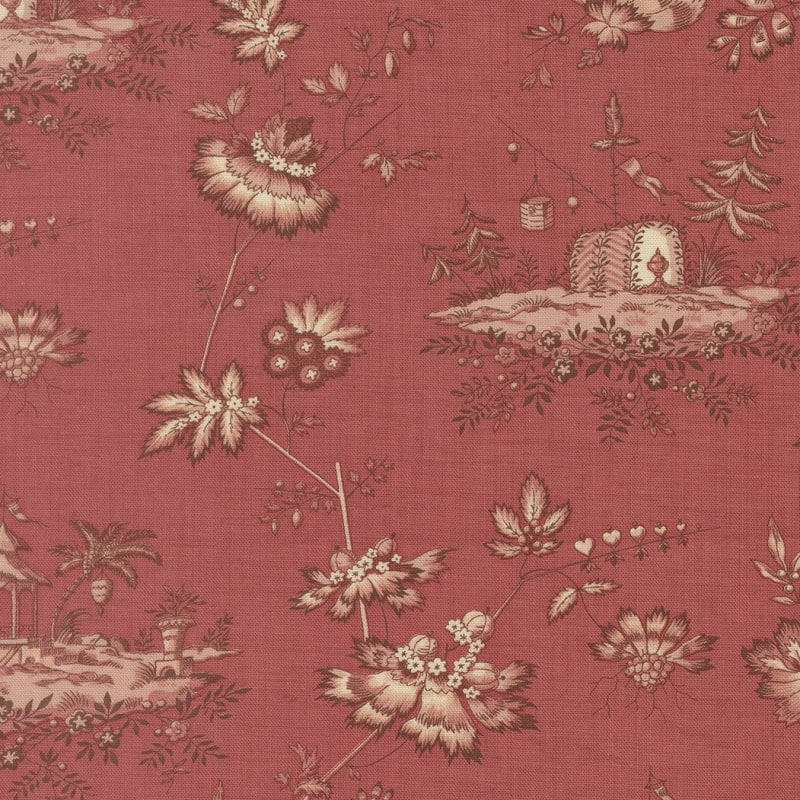 FLEUR DE PARIS:  Jardinage Florals Scenic 13992-16 Garance Red by French General