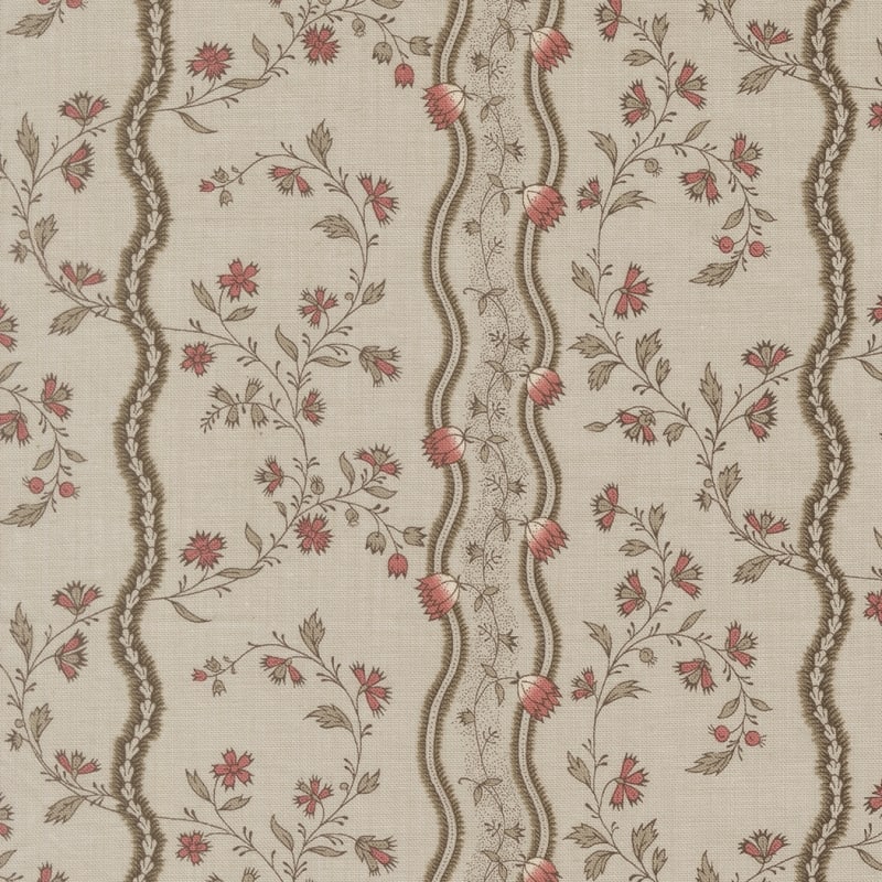FLEUR DE PARIS:  Jonquille Stripes Floral 13993-16 Smoke  by French General