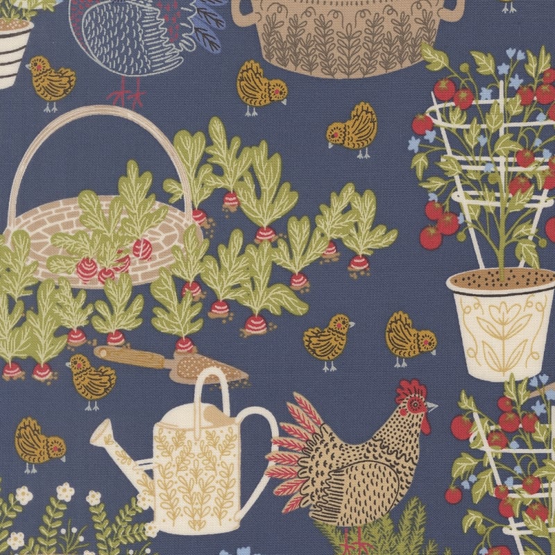 THE HENHOUSE:  Chicken Garden  in Denim 48430 18 by Gingiber