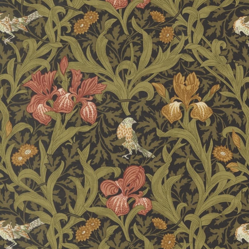 MORRIS MUSE: Iris Florals Birds Ebony 13380 15
