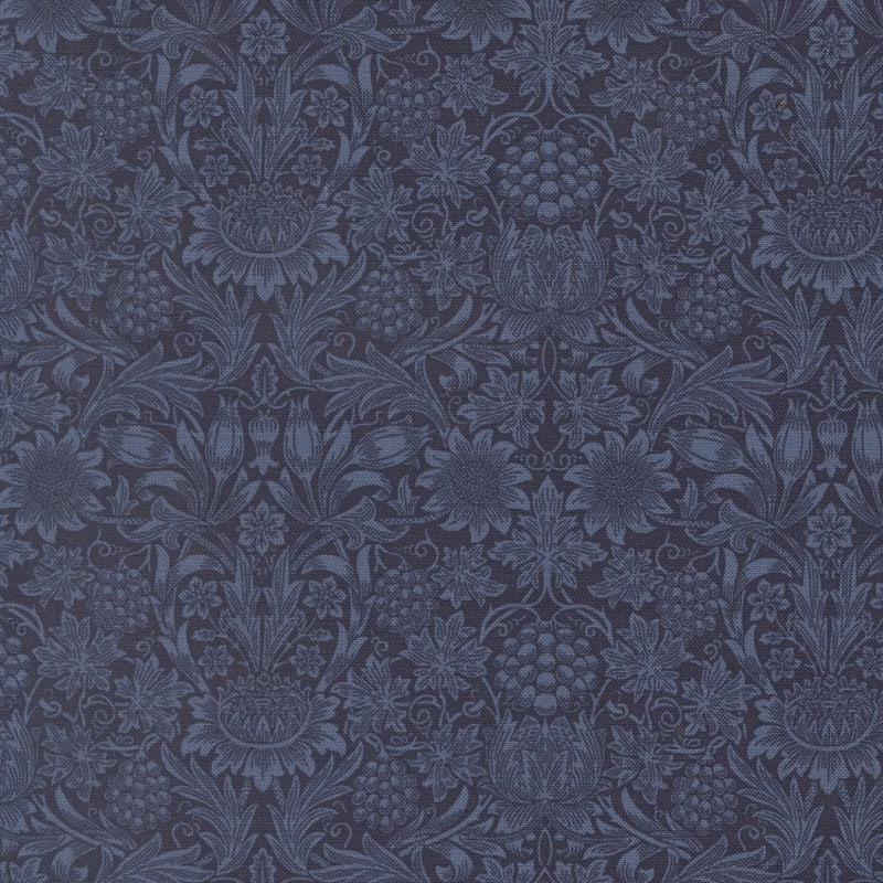 MORRIS MUSE:  Sunflower Damask Twilight Blue 13386 14