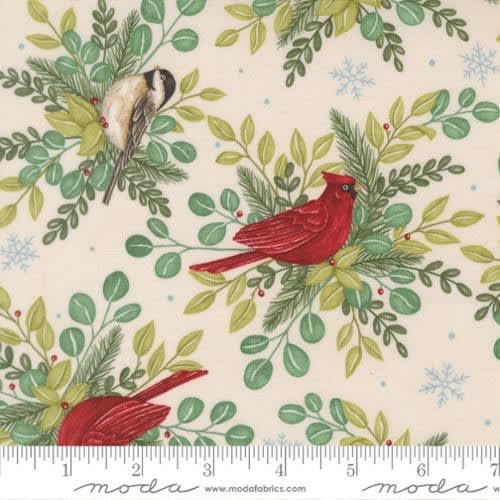 WHEN SNOW FALLS Winter Birds Cream  56170 11 by Deb Strain
