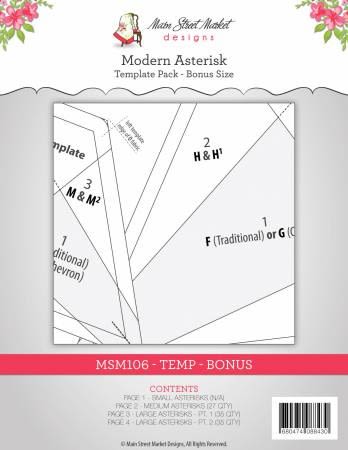 Modern Asterik Quilt Pattern Bonus Size Foundation Papers