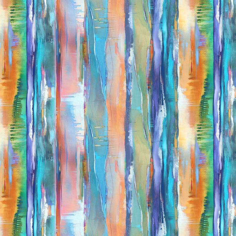 LOTUS: Lotus Blue Multi Stripe Fabric for Northcott Fabrics LOTUS: Lotus Blue Multi Stripe Fabric for Northcott Fabrics