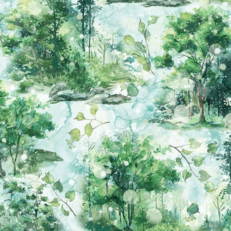 SERENITY SPRINGS:    Serenity Springs DP29068-76 Lt Green Multi Northcott Fabrics