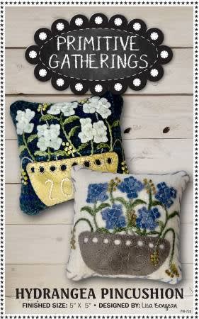 Hydrangeas Pincushion Pattern shows a dark and light version of the small five inch pincushions that you can make with this pattern.