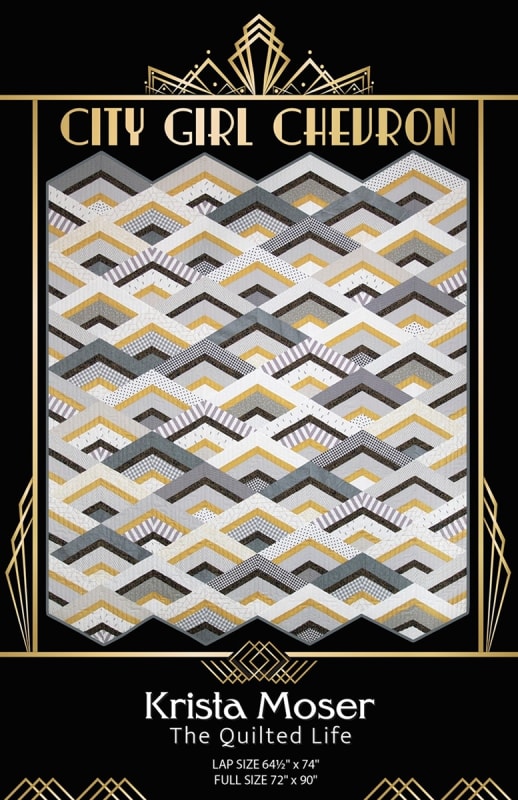 City Girl Chevron Quilt Pattern by Krista Moser depicts a chevron quilt motif, with a very art deco field.