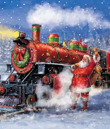 More Christmas Wishes 35 1/2in x 43in Santa's Train Panel # PD16553R-PANEL