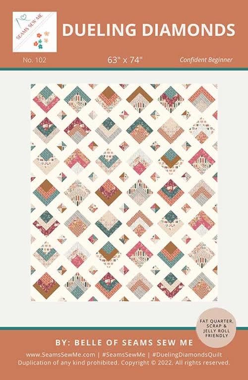 Dueling Diamonds Quilt Pattern by SEAMS SEW ME shows a log cabin variation quilt pattern with alternating diamond shapes. Dueling Diamonds Quilt Pattern by SEAMS SEW ME shows a log cabin variation quilt pattern with alternating diamond shapes.