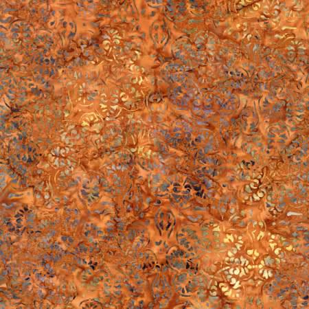 HAYRIDE: Tonga Batik Rust Damask Floral # B2704-RUST