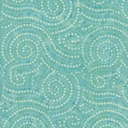 Surfside Tonga Batik Shore Large Loose Dotted Spirals # B1202-SHORE shows dots that look like loosely spiraled waves.