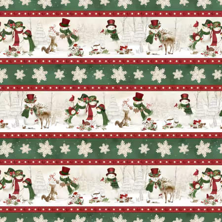 Woodland Snowmen 27733-237 Repeating Stripe Multi by Danielle Leone for Wilmington Prints
