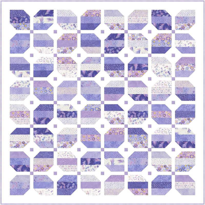 The cover shows a quilt in a variety of colors with a pieced border.