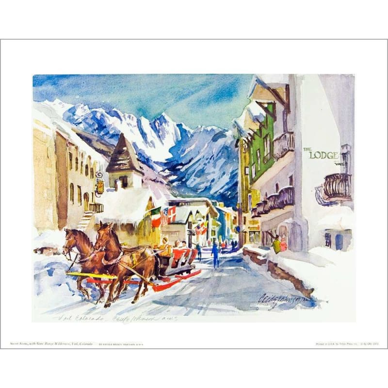 Vail's Winter Sleigh Ride Scene Poster, Signed By the late Cecile Johnson