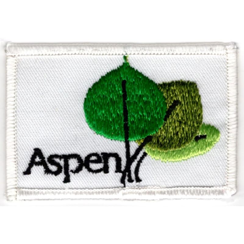 Aspen Embroidered Ski Patch White with 3 Aspen Leaves