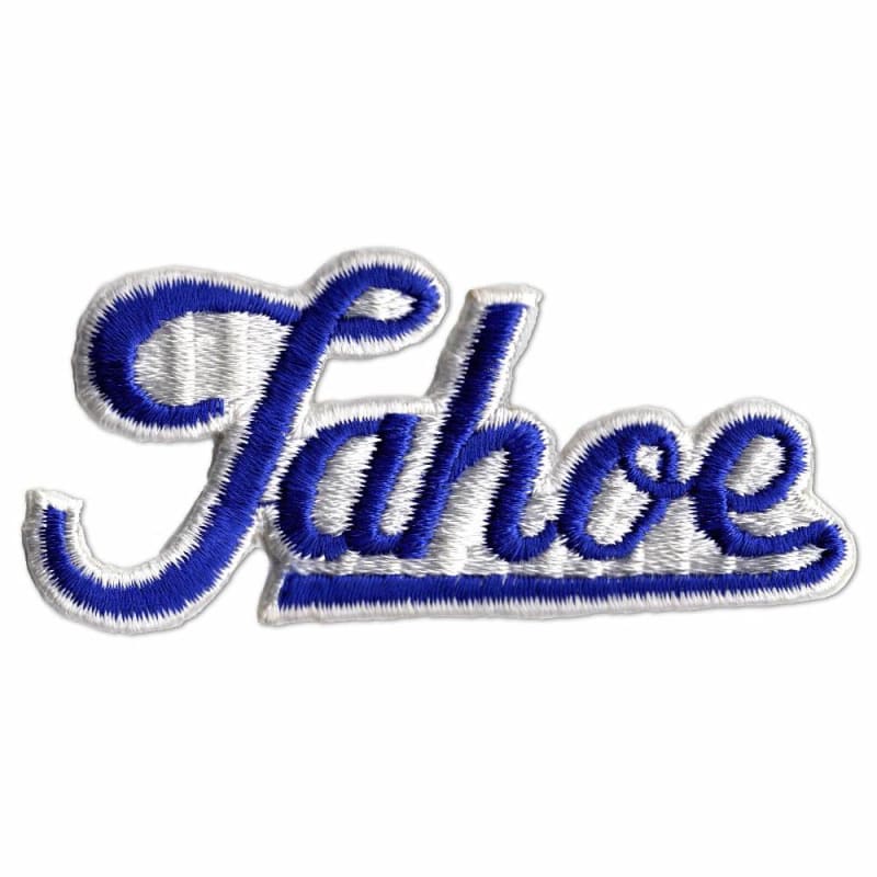 Tahoe California Vintage 1970s Embroidered  Blue on  White Ski Patch, 1 3/4 x 3 3/4 inches