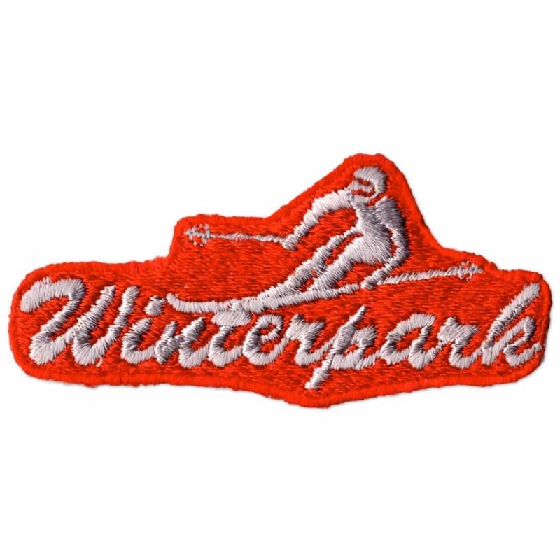 Winter Park CO 1970s Collector Silver Skier on Salmon Embroidered Ski Patch for your collection