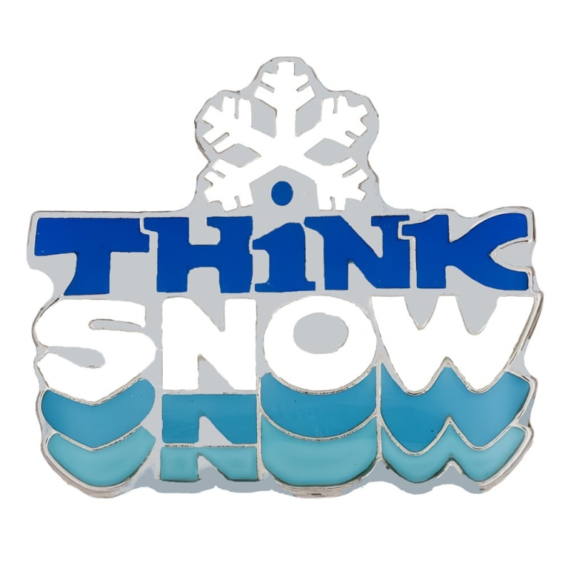 Think Snow Vintage Silver Ski Pin! It certainly can't hurt! The pin's outlining and background are beautiful Silver, but due to the photography, the image only vaguely shows this as gray. Size 1 x 3/4 inches