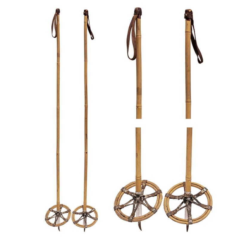 1940s Vintage Bamboo ski poles with 7 inch bamboo and leather baskets ...