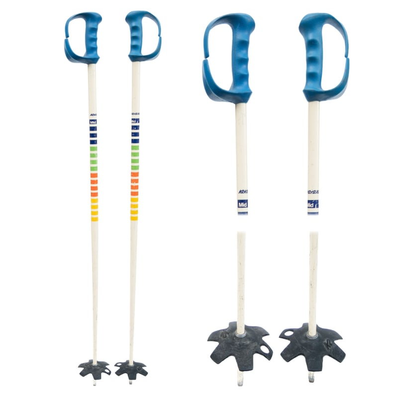 1970's K2 Mid White Aluminum Vintage Ski Poles and rubber baskets