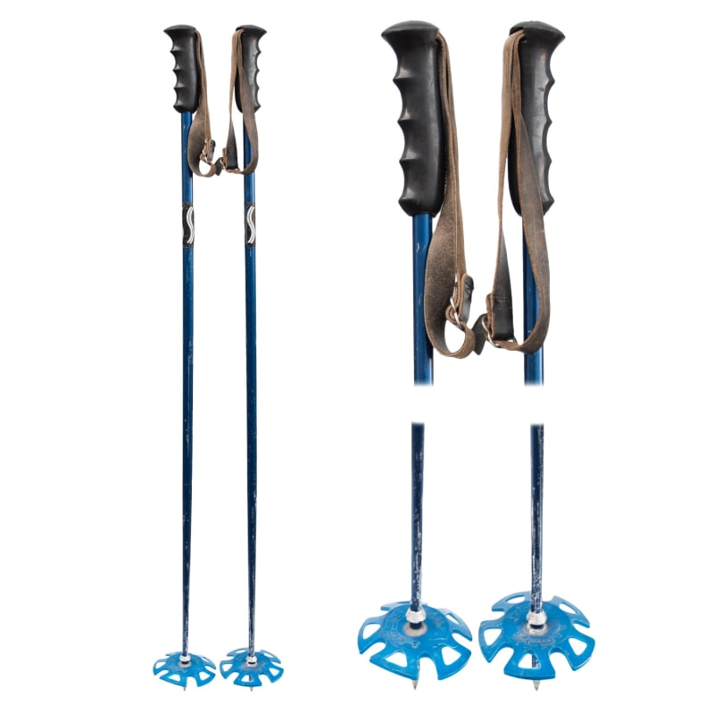 1970's Scott Blue Aluminum Vintage Ski Poles with Rubber Baskets