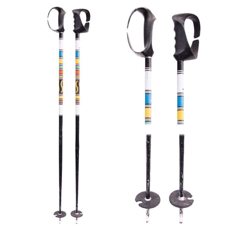 1970's Scott The Ski Black Aluminum Vintage Ski Poles with Rubber Baskets