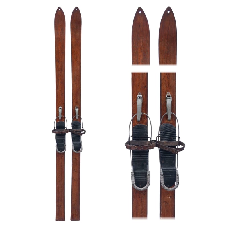 1943 S. L. Allen Hickory 10th Mountain Division WWII Skis Cable