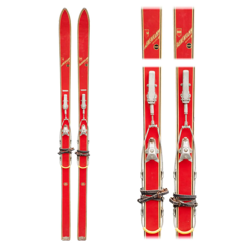 1960's Sears Hahenkamamm Mark II Vintage Wooden Skis with Cable Bindings