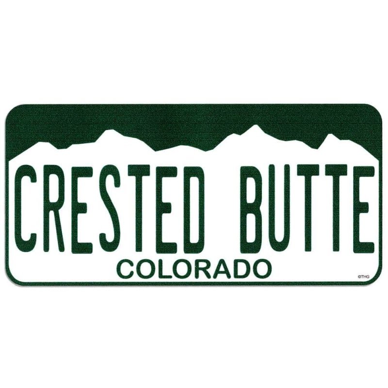 Crested Butte Colorado License Plate Bumper Sticker, 2 1/2 x 5 1/2 inches