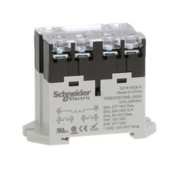 Schneider Electric 725BXXSC3ML-240A Power relay 25A 2NO 240VAC LED push button screw terminals DIN or panel mount industrial component