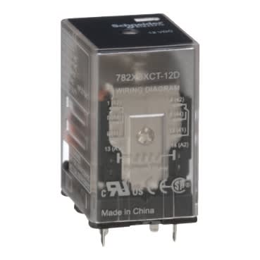 Schneider Electric 782XBXCT-12D Power Relay General Purpose Relays DPDT clear cover pins for printed circuit board 15A 12V DC 2NO + 2NC industrial component