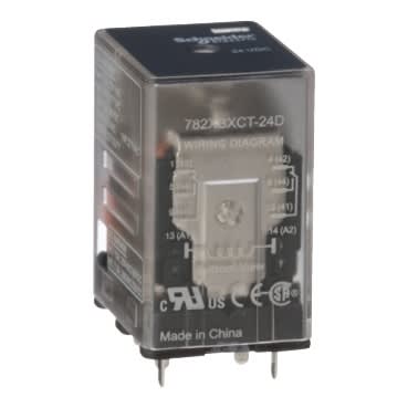 Schneider Electric 782XBXCT-24D Power relay 15A DPDT 24 VDC clear cover Faston terminlas industrial component