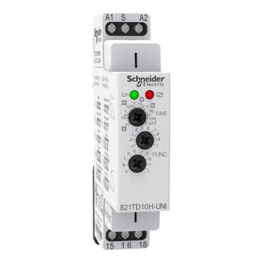 Schneider Electric 821TD10H-UNI Time delay relay Legacy SPDT 100 ms to 10 days DIN mounting support 15A 12...240V AC DC industrial component